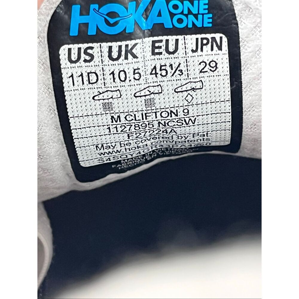Hoka One One Clifton 9 Men’s Size 11D White Running Shoes Athletic Sneakers - Picture 8 of 8